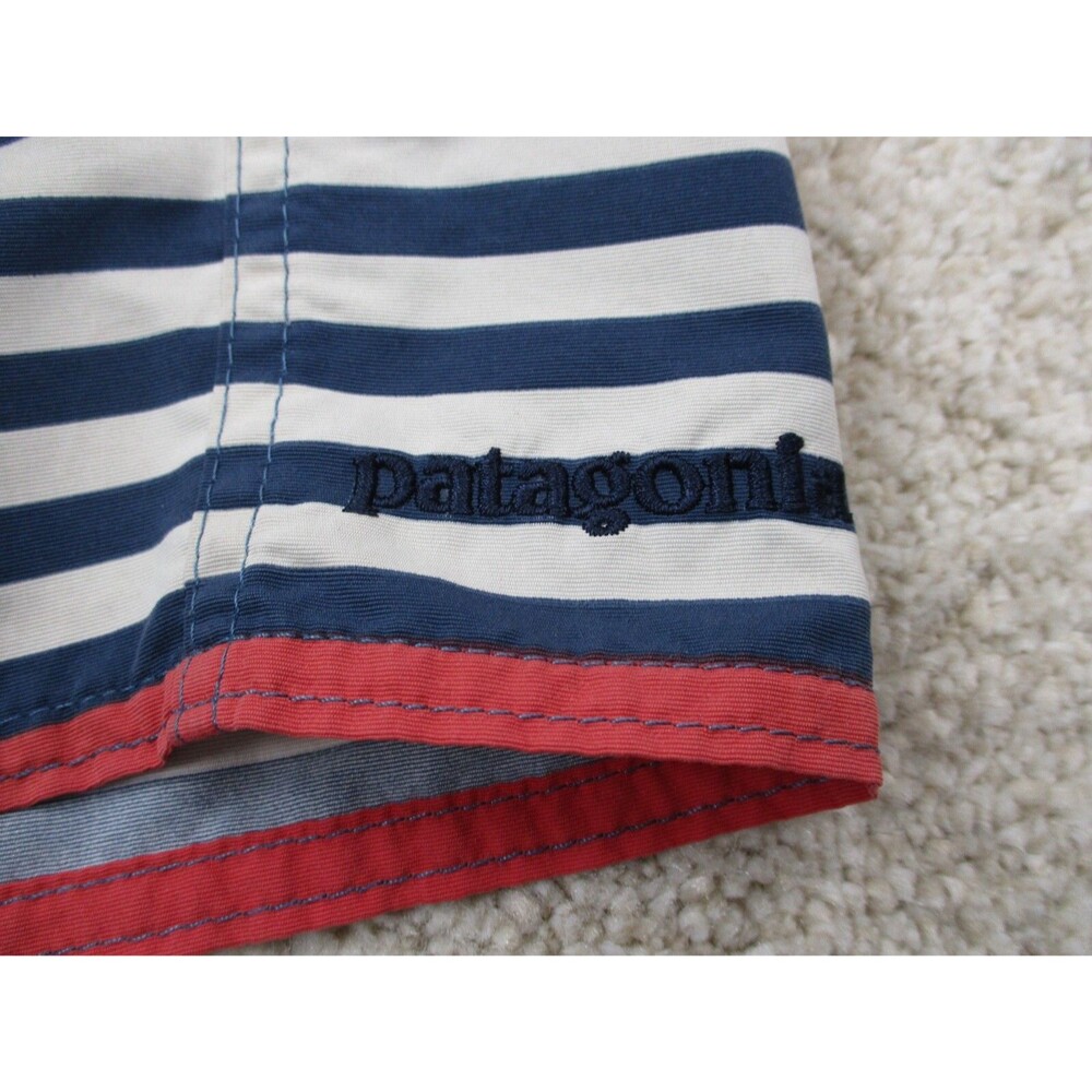 Patagonia Wavefarer Board Shorts 20" Men 32 Red White Blue Striped Swim Trunks - Picture 3 of 14